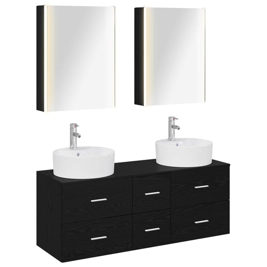 vidaXL Bathroom Furniture Set 5 pcs Black Oak