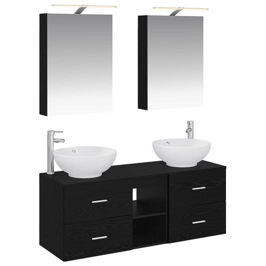 vidaXL Bathroom Furniture Set 5 pcs Black Oak