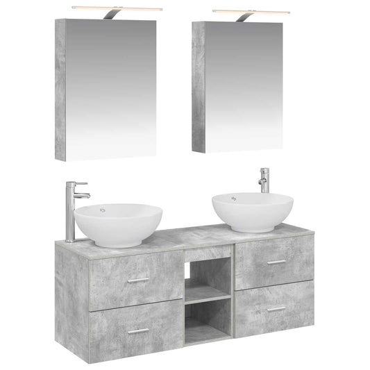 vidaXL Bathroom Furniture Set 5 pcs Concrete Grey
