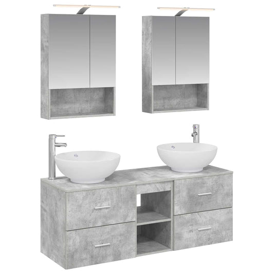 vidaXL Bathroom Furniture Set 5 pcs Concrete Grey