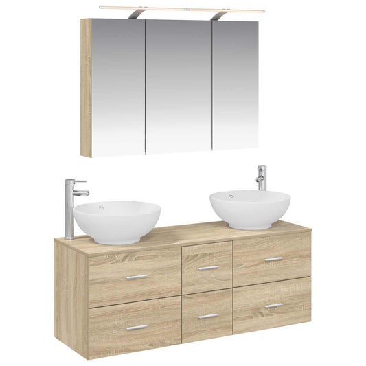 vidaXL Bathroom Furniture Set 4 pcs Sonoma Oak