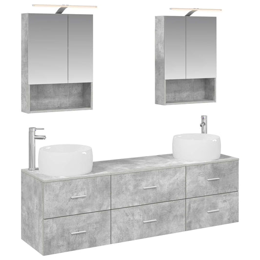 vidaXL Bathroom Furniture Set 5 pcs Concrete Grey