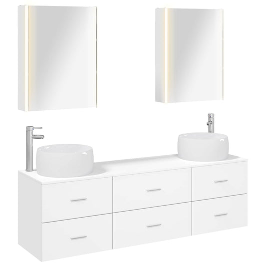 vidaXL Bathroom Furniture Set 5 pcs White Engineered Wood and Glass