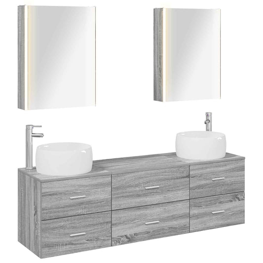 vidaXL Bathroom Furniture Set 5 pcs Grey Sonoma