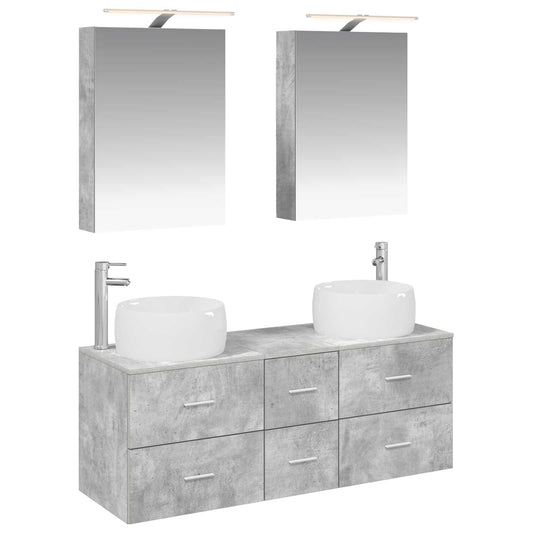 vidaXL Bathroom Furniture Set 5 pcs Concrete Grey