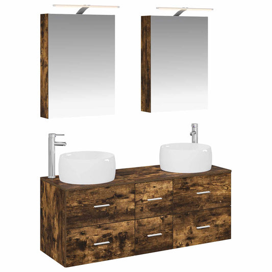 vidaXL Bathroom Furniture Set 5 pcs Smoked Oak