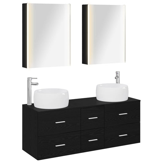 vidaXL Bathroom Furniture Set 5 pcs Black Oak