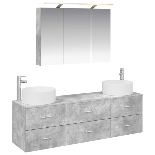 vidaXL Bathroom Furniture Set 4 pcs Concrete Grey