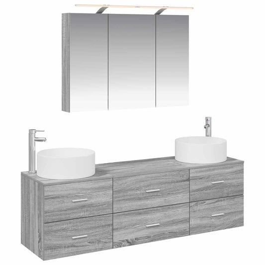 vidaXL Bathroom Furniture Set 4 pcs Grey Sonoma