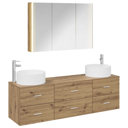 vidaXL Bathroom Furniture Set 4 pcs Artisan Oak