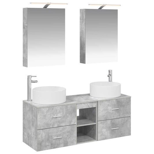 vidaXL Bathroom Furniture Set 5 pcs Concrete Grey