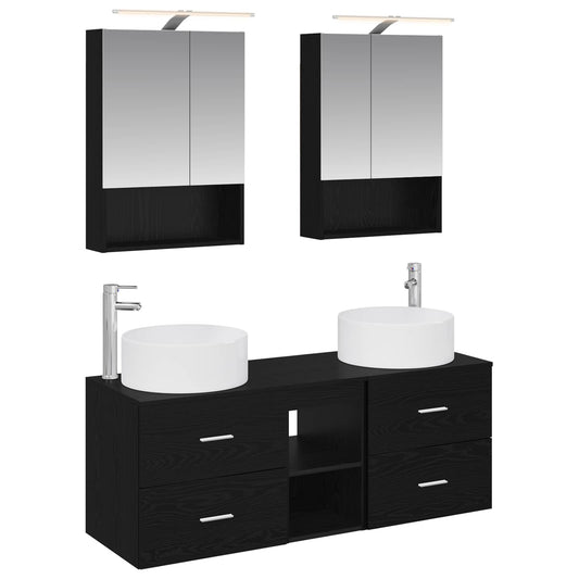 vidaXL Bathroom Furniture Set 5 pcs Black Oak