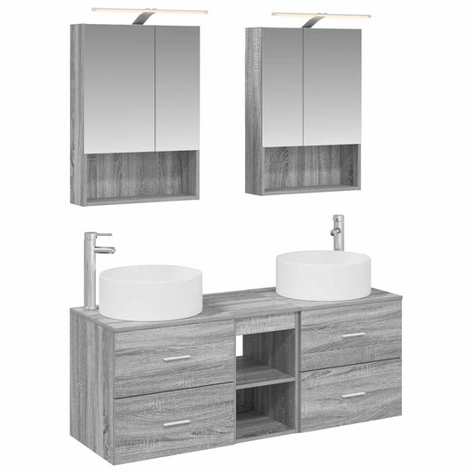 vidaXL Bathroom Furniture Set 5 pcs Grey Sonoma