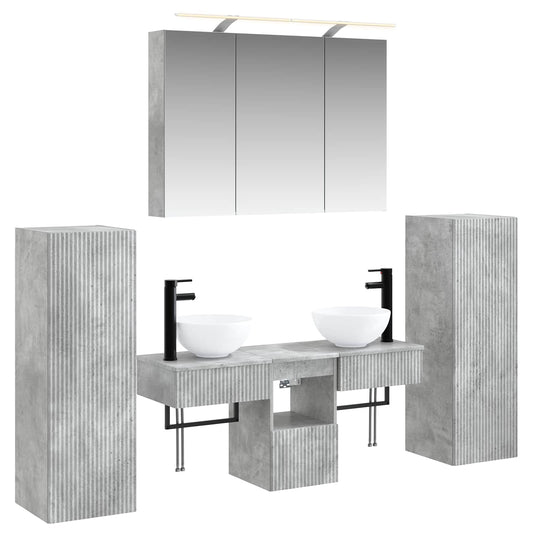 vidaXL Bathroom Furniture Set 6 pcs Concrete Grey