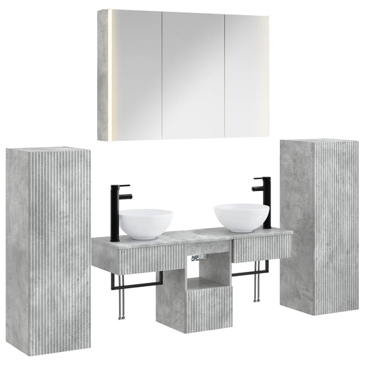 vidaXL Bathroom Furniture Set 6 pcs Concrete Grey