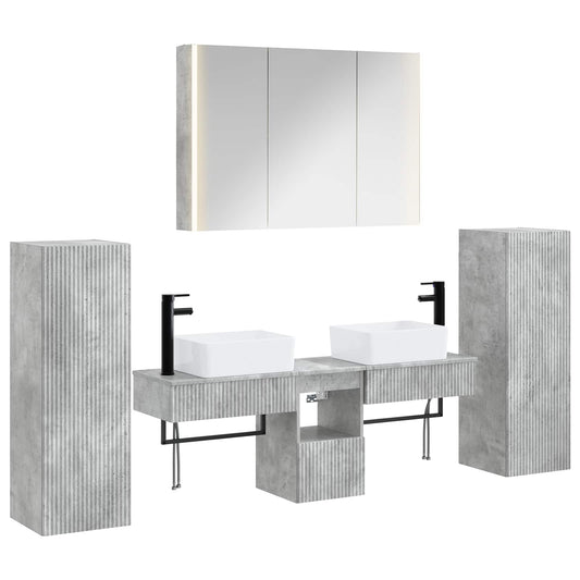 vidaXL Bathroom Furniture Set 6 pcs Concrete Grey