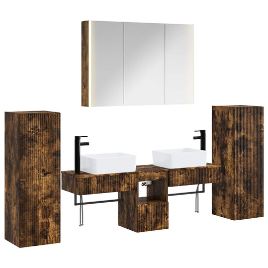 vidaXL Bathroom Furniture Set 6 pcs Smoked Oak