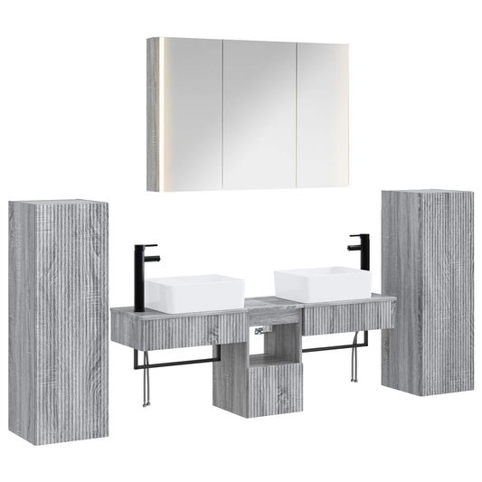 vidaXL Bathroom Furniture Set 6 pcs Grey Sonoma