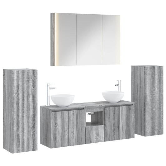 vidaXL Bathroom Furniture Set 6 pcs Grey Sonoma
