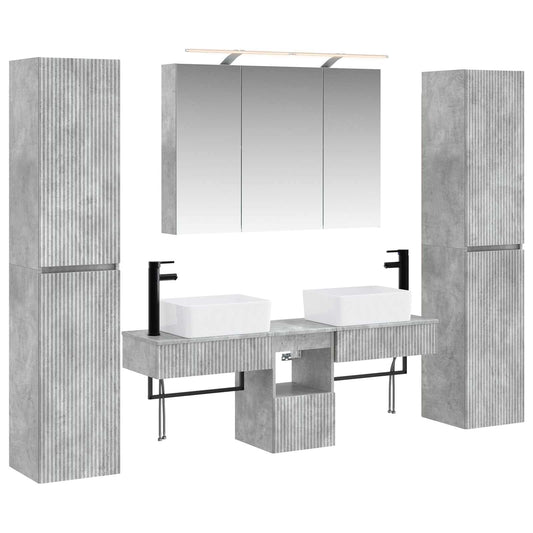 vidaXL Bathroom Furniture Set 6 pcs Concrete Grey