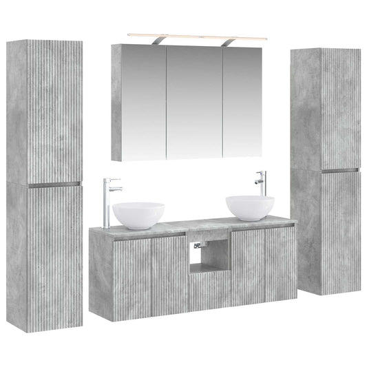 vidaXL Bathroom Furniture Set 6 pcs Concrete Grey