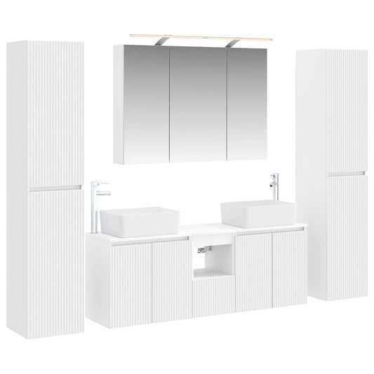 vidaXL Bathroom Furniture Set 6 pcs White Engineered Wood and Glass