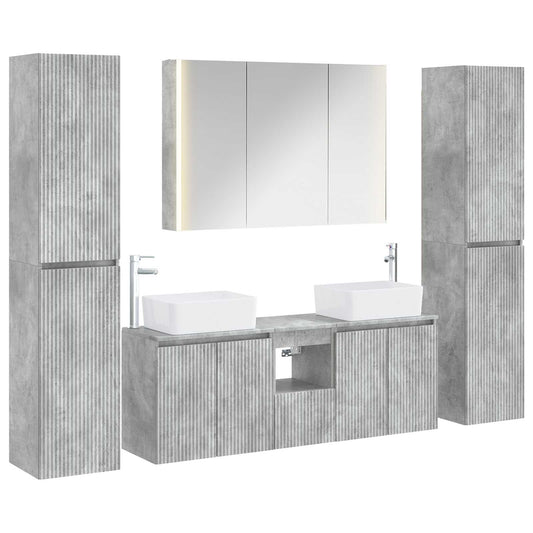 vidaXL Bathroom Furniture Set 6 pcs Concrete Grey