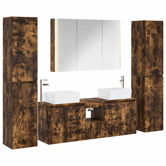vidaXL Bathroom Furniture Set 6 pcs Smoked Oak