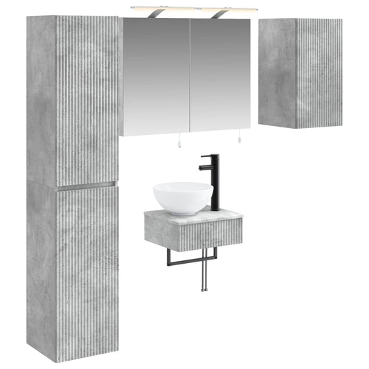 vidaXL Bathroom Furniture Set 5 pcs Concrete Grey