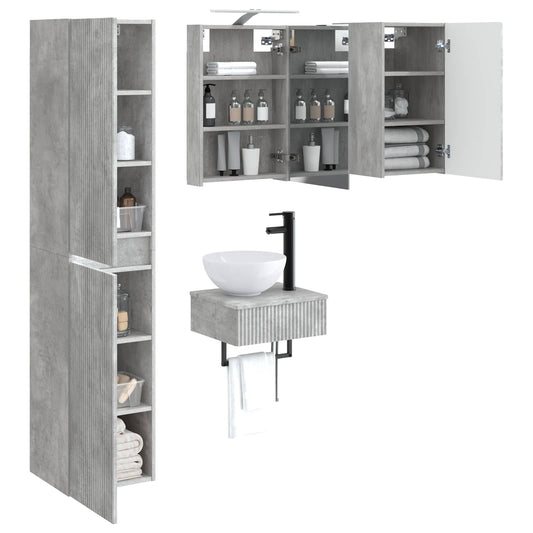 vidaXL Bathroom Furniture Set 5 pcs Concrete Grey
