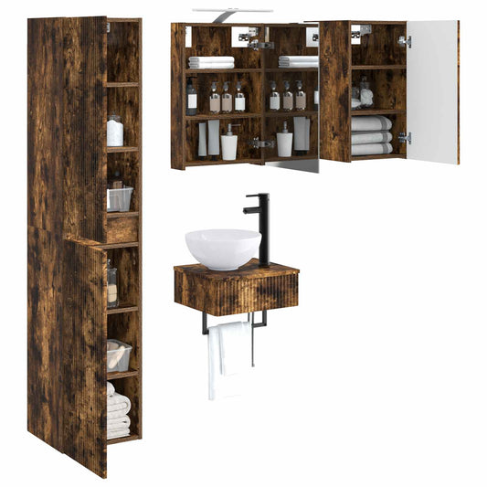 vidaXL Bathroom Furniture Set 5 pcs Smoked Oak
