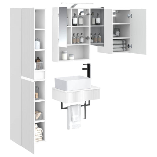 vidaXL Bathroom Furniture Set 5 pcs White Engineered Wood and Glass