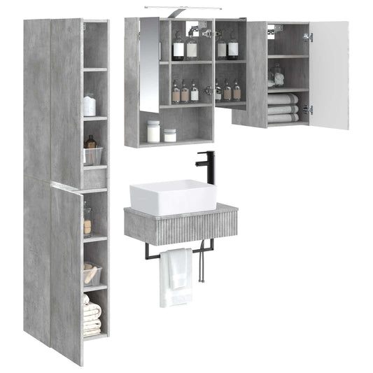 vidaXL Bathroom Furniture Set 5 pcs Concrete Grey