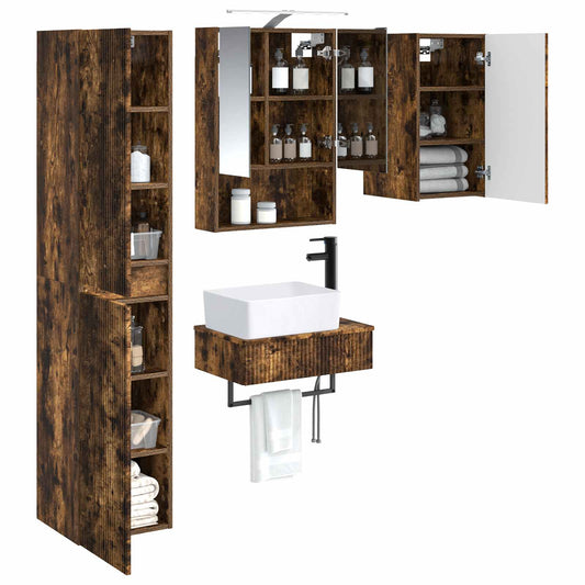 vidaXL Bathroom Furniture Set 5 pcs Smoked Oak