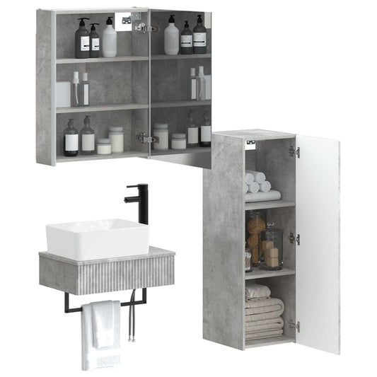 vidaXL Bathroom Furniture Set 4 pcs Concrete Grey