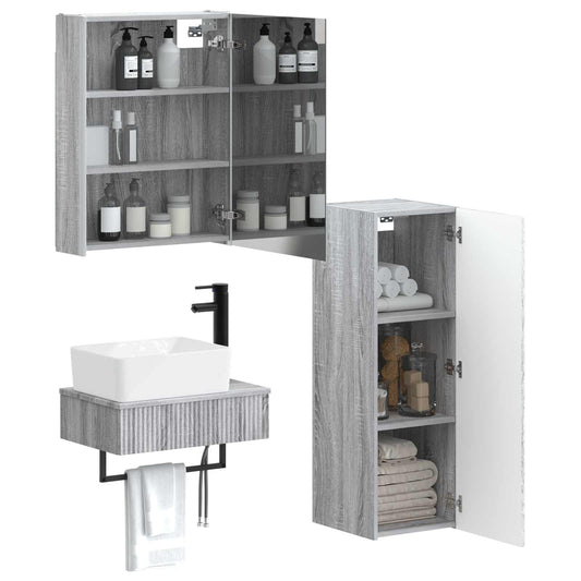 vidaXL Bathroom Furniture Set 4 pcs Grey Sonoma