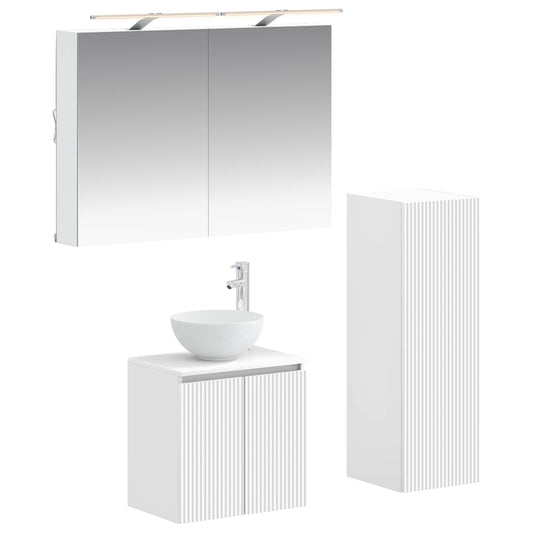 vidaXL Bathroom Furniture Set 4 pcs White Engineered Wood and Glass