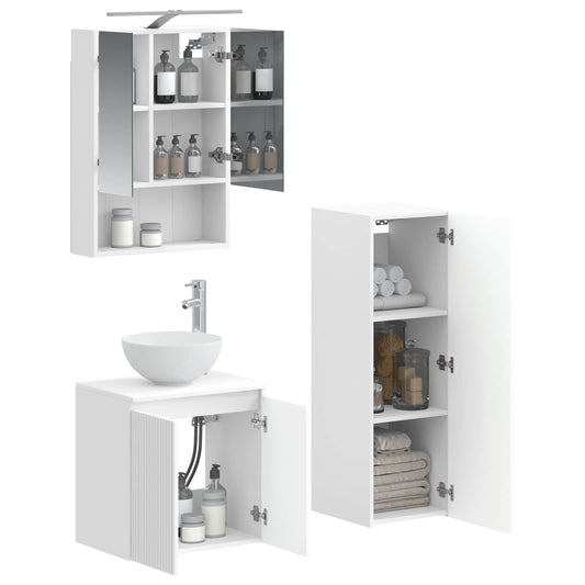 vidaXL Bathroom Furniture Set 4 pcs White Engineered Wood and Glass