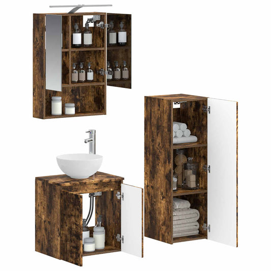 vidaXL Bathroom Furniture Set 4 pcs Smoked Oak