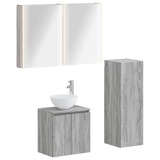 vidaXL Bathroom Furniture Set 4 pcs Grey Sonoma