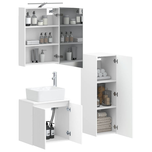 vidaXL Bathroom Furniture Set 4 pcs White Engineered Wood and Glass