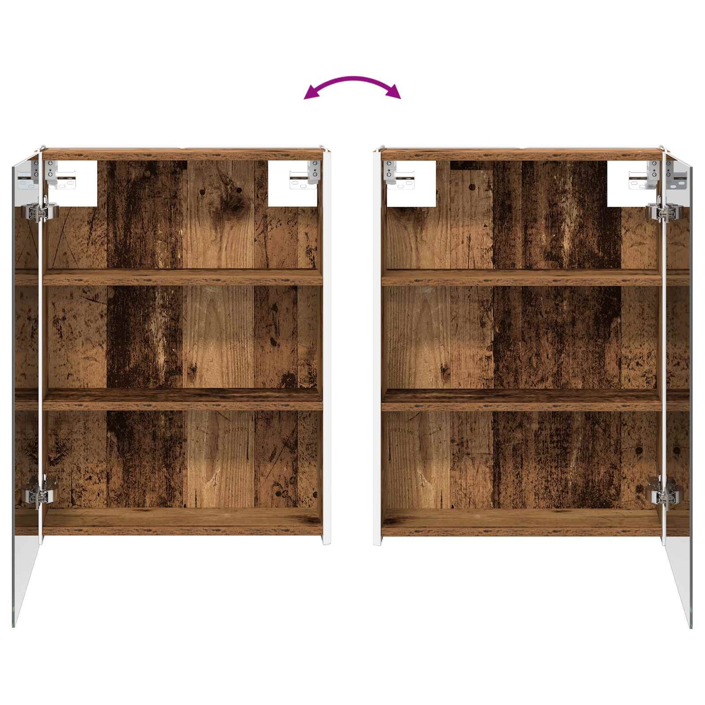 vidaXL Bathroom Furniture Set 4 pcs Old Wood Engineered Wood and Glass