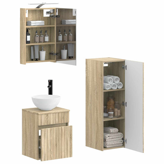 vidaXL Bathroom Furniture Set 4 pcs Sonoma Oak