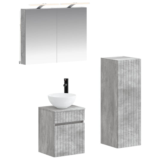 vidaXL Bathroom Furniture Set 4 pcs Concrete Grey