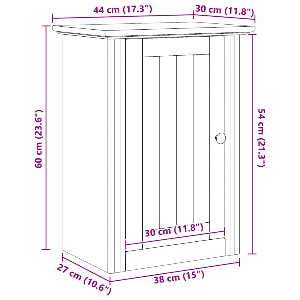 vidaXL Bathroom Wall Cabinet BODO Honey Brown 44 x 30 x 60 cm