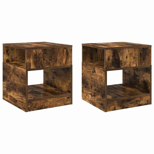 vidaXL End Table 2 pcs Smoked Oak 40.5 x 40 x 45 cm Engineered Wood