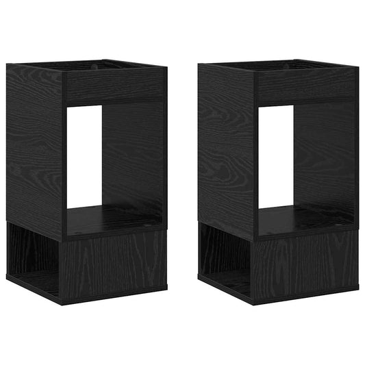 vidaXL End Table 2 pcs Black Oak 30 x 30 x 56 cm Engineered Wood