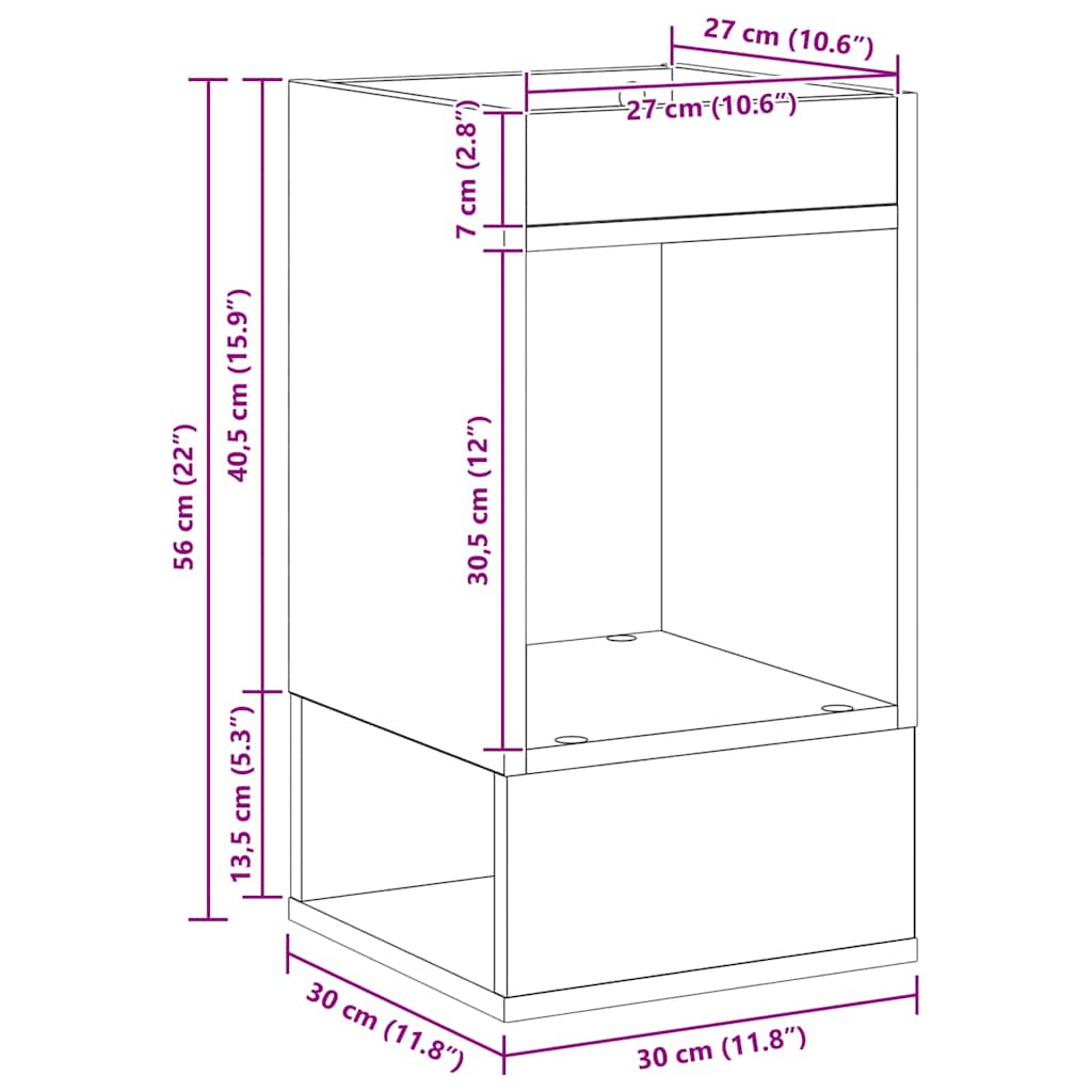 vidaXL End Table Concrete Grey 30 x 30 x 56 cm Engineered Wood