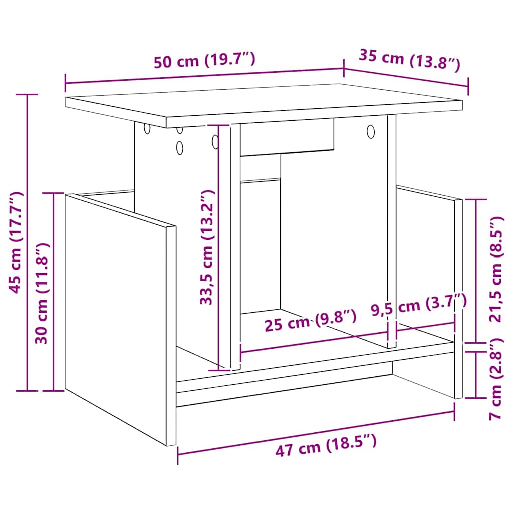 vidaXL TV Stand 50 x 35 x 45 cm White Engineered Wood