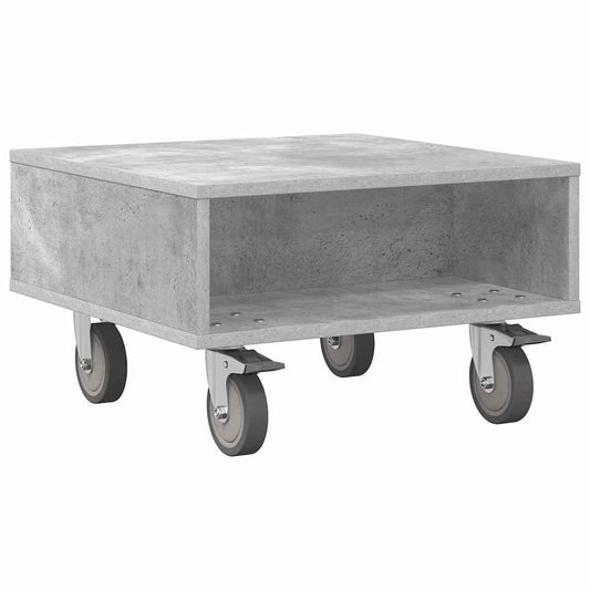 vidaXL Side Table with Wheels Concrete Grey 50.5 x 50 x 30 cm